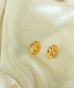 18K Gold Contemporary Oval Earrings