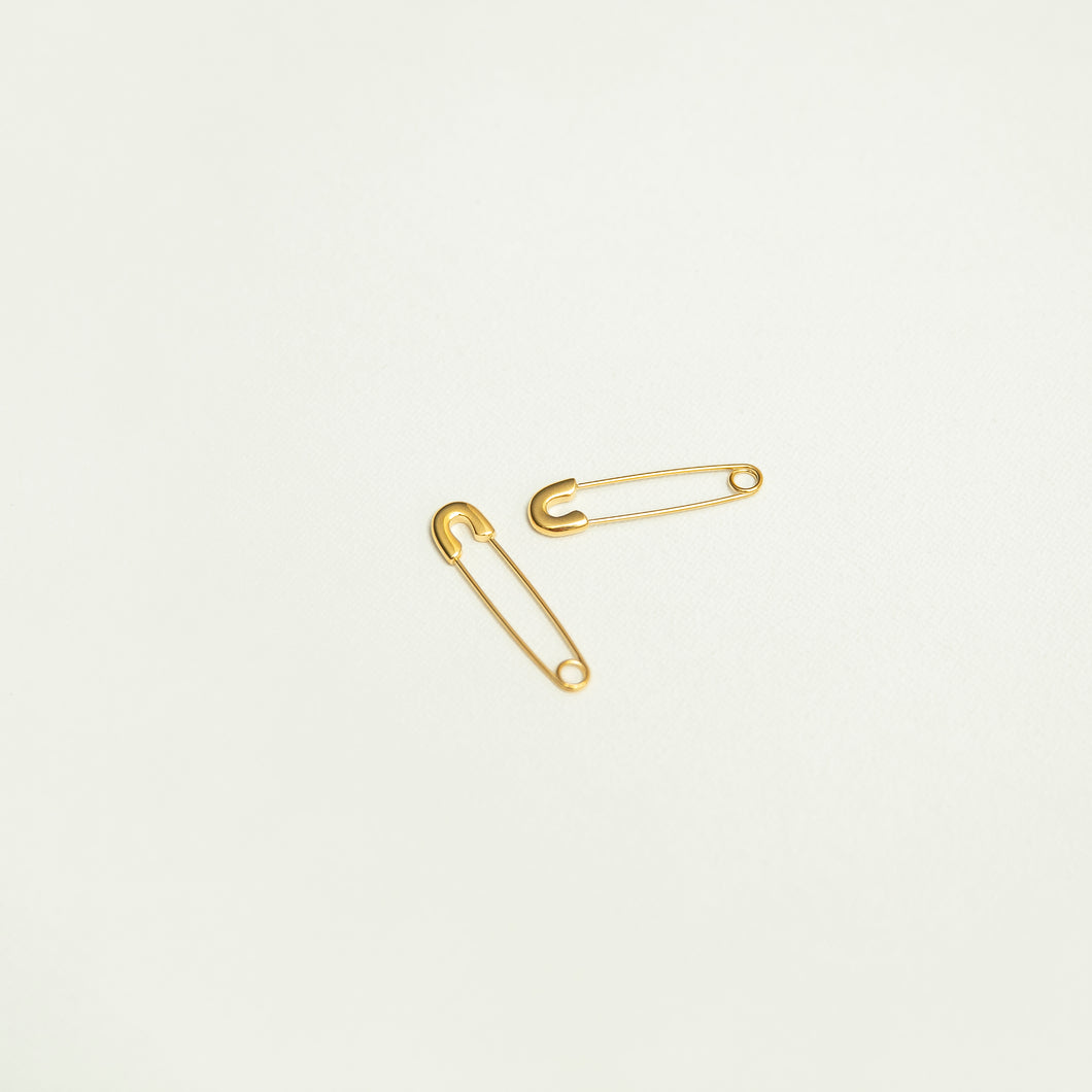 Not Playing Safe Gold Safety Pin Earrings